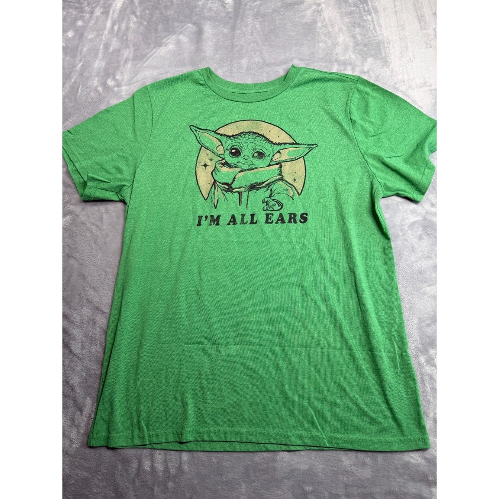 Star Wars Grogu Im All Ears Graphic T Shirt Mens XL Green Fifth Sun Crew Neck